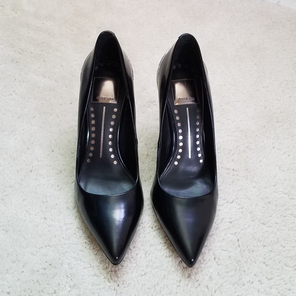 DOLCE VITA black accent pointed toe pumps NEW - Picture 2 of 8